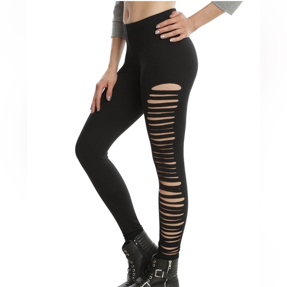 Blackheart Black Side Slit Leggings - Picture 1 of 4